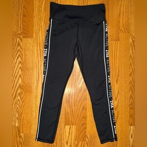 ZYIA Active Womens Black Leggings with White Lettering On Sides